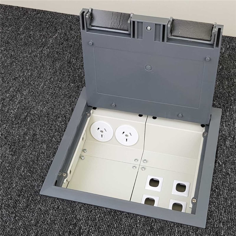 2 Power Plastic Lid Floor Outlet Box