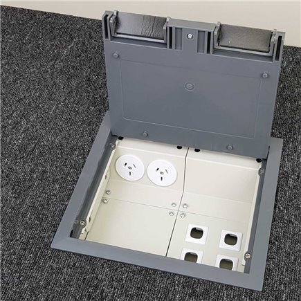 2 Power Plastic Lid Floor Outlet Box