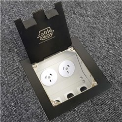 Floor Outlet Box 2 Power 3 Data Stainless Steel Black Flush lid (Square Edge) 145 Series
