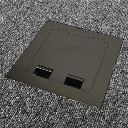 Floor Outlet Box 1 Standard GPO (2 X USB Charge) Stainless Steel Black Flush (Square Edge) 145 Series