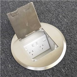 Shallow Floor Outlet Box 2 Power Stainless Steel Round Flush 145 Series