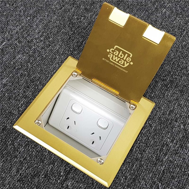 Floor Outlet Box 1 Standard GPO Brass Flush 145 Series