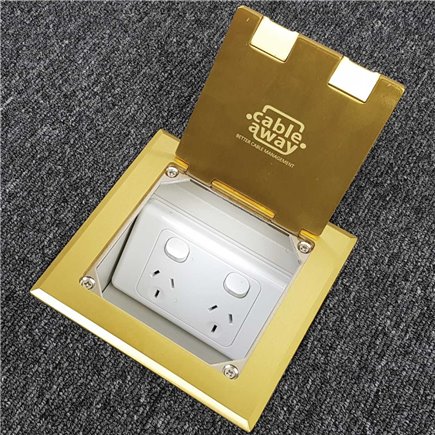 Floor Outlet Box 1 Standard GPO Brass Flush 145 Series