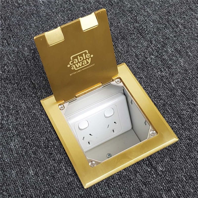 Floor Outlet Box 1 Standard GPO Brass Flush 145 Series