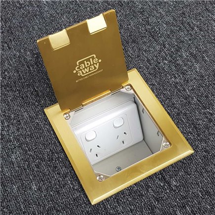 Floor Outlet Box 1 Standard GPO Brass Flush 145 Series