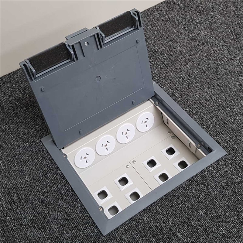 4 Power 8 Data Plastic Lid  Floor Outlet Box