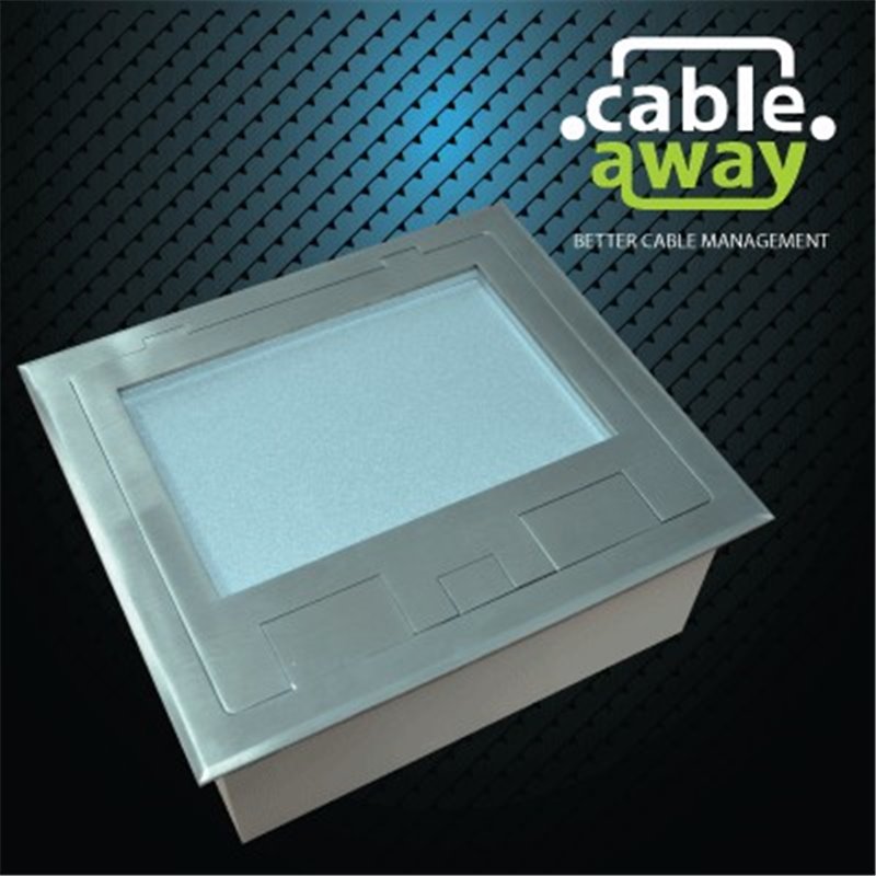 2 Power 8 Data Stainless Steel Recessed Lid  Floor Outlet Box