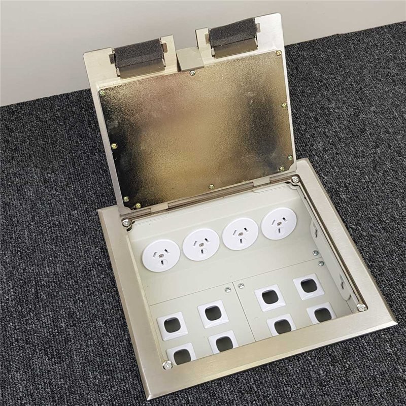 4 Power Stainless Steel Recessed Lid  Floor Outlet Box