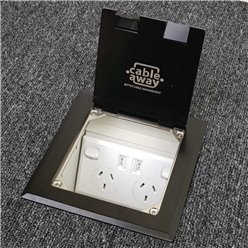 Floor Outlet Box 1 Standard GPO Stainless Steel Black Flush 145 Series