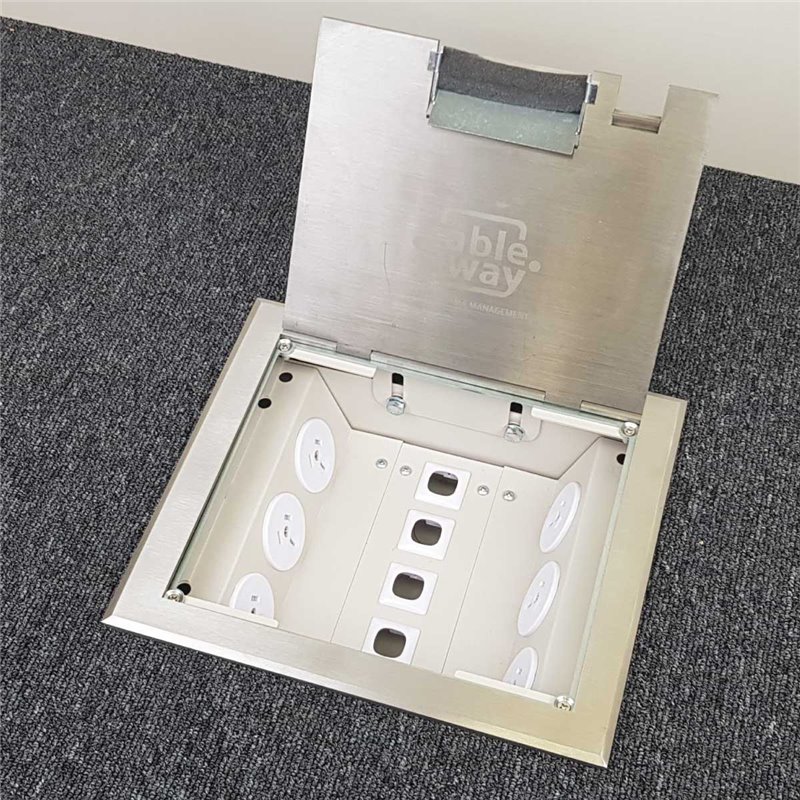 6 Power 5 Data Stainless Steel Flush Lid  Floor Outlet Box