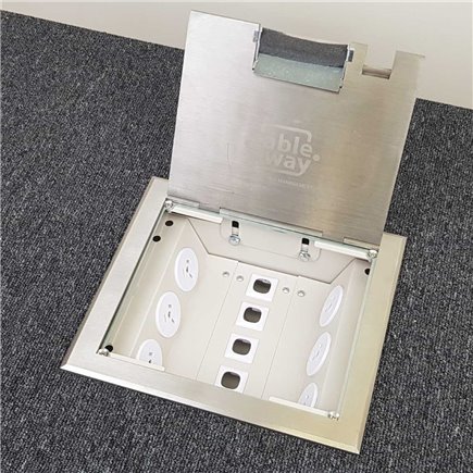6 Power 5 Data Stainless Steel Flush Lid  Floor Outlet Box