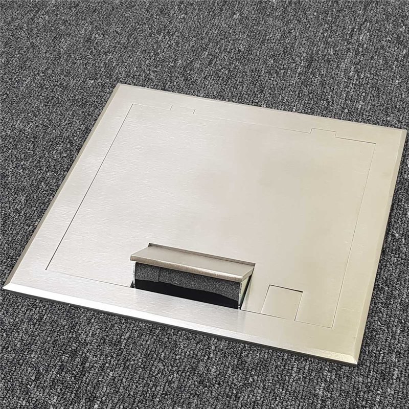 4 Power 6 Data Shallow Stainless Steel Flush Floor Outlet Box