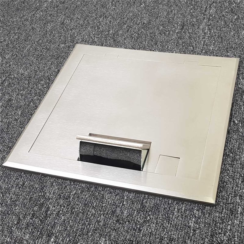 2 Power 6 Data Shallow Stainless Steel Flush Floor Outlet Box