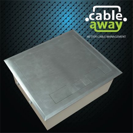 2 Power 8 Data Stainless Steel Flush Floor Outlet Box