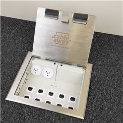 2 Power Stainless Steel Flush Floor Outlet Box