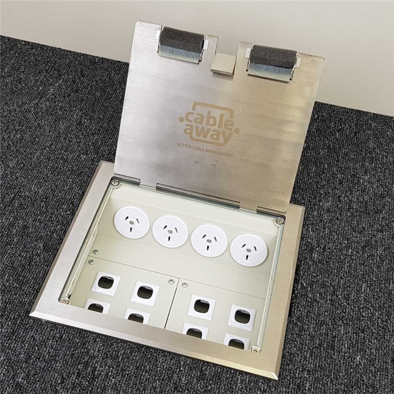 4 Power Stainless Steel Flush Lid  Floor Outlet Box