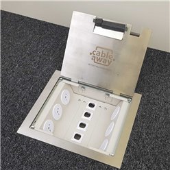 6 Power 5 Data Stainless Steel Flush Lid  Floor Outlet Box (Square Edge)
