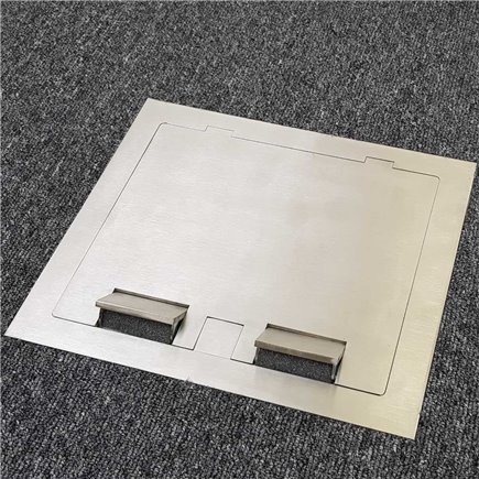 4 Power 8 Data Stainless Steel Square Edge Flush Floor Outlet Box