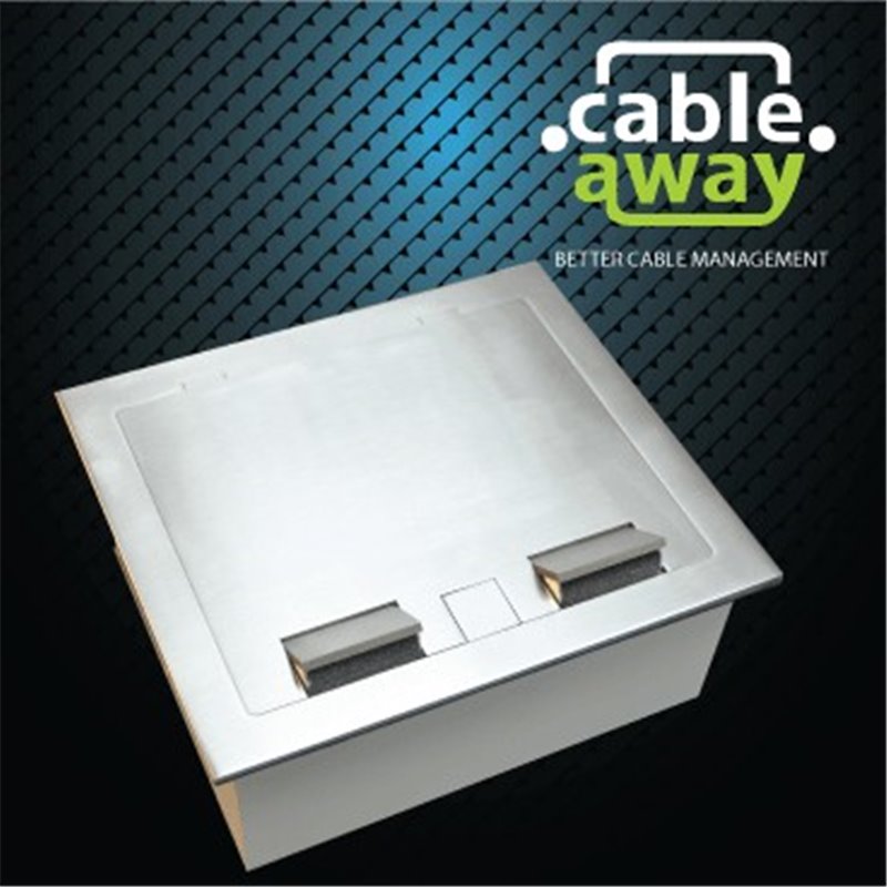 2 Power 8 Data Stainless Steel Square Edge Flush Floor Outlet Box