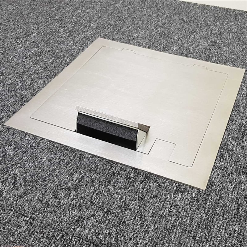 4 Power 4 Data Shallow Stainless Steel (Square Edge) Flush Floor Outlet Box