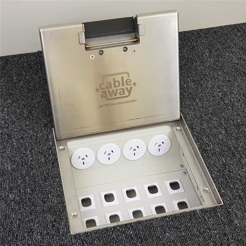 4 Power 10 Data Stainless Steel 19mm Recessed Lid  Floor Outlet Box