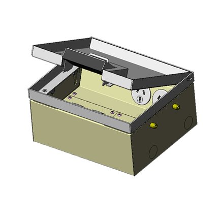 2 Power 4 Data Stainless Steel 14mm Recessed Lid  Floor Outlet Box