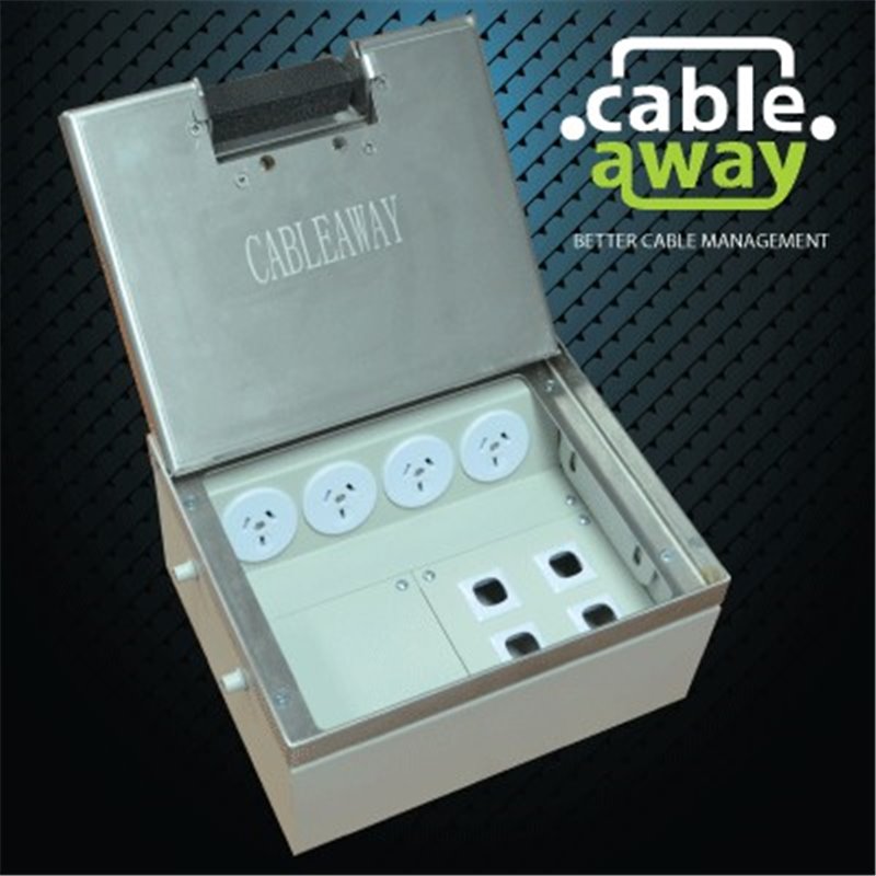 4 Power 4 Data Stainless Steel 14mm Recessed Lid  Floor Outlet Box