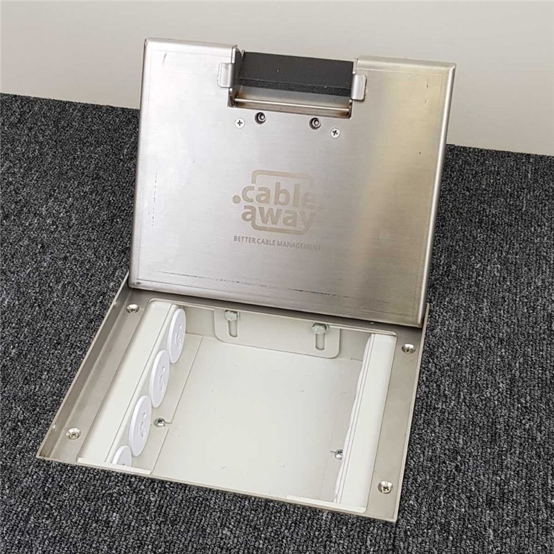 4 Power 6 Data Shallow Stainless Steel 19mm Recesses Floor Outlet Box