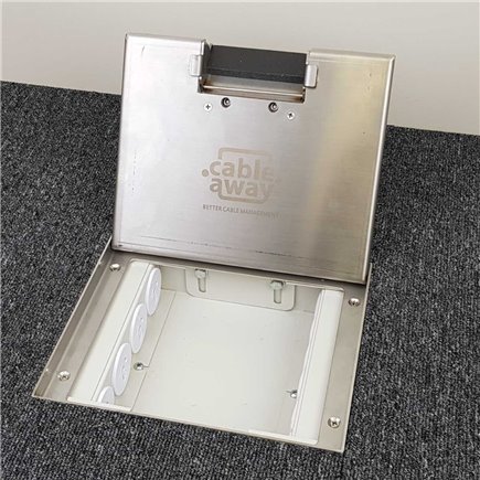 4 Power 6 Data Shallow Stainless Steel 19mm Recesses Floor Outlet Box