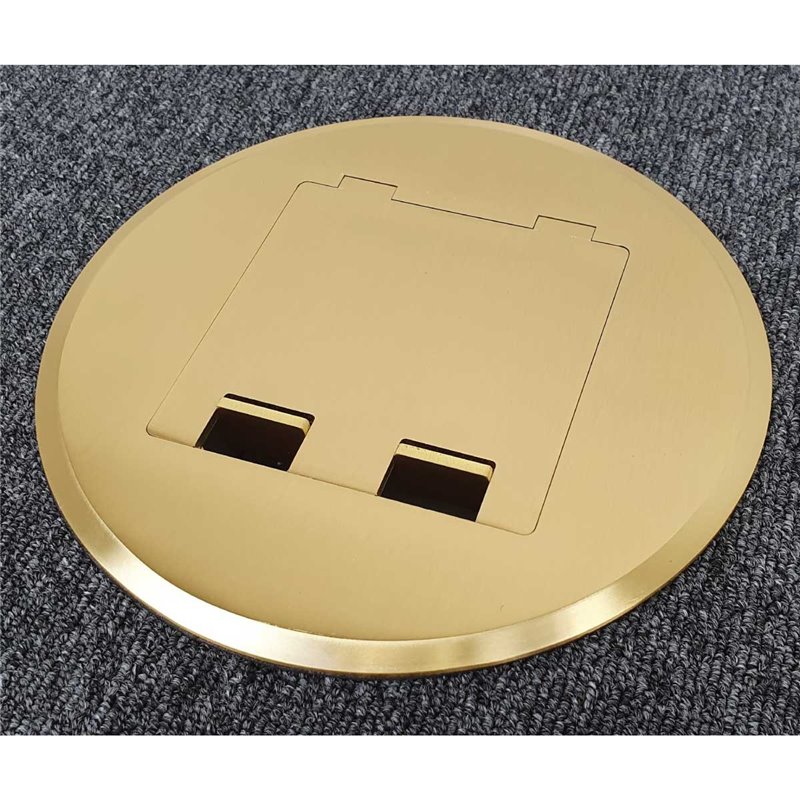 Floor Outlet Box 1 Standard DGPO (2 x USB Charge) Brass Round Flush 145 Series