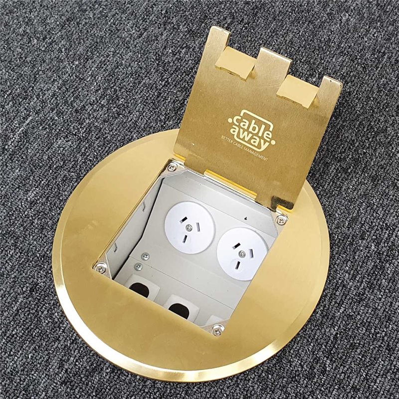 Floor Outlet Box 2 Power Brass Round Flush 145 Series