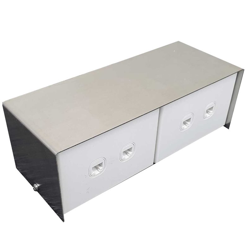 FP Series Floor Pedestal Outlet Box Stainless Steel 2 x DGPO & 4 x Data Provisions (BACK TO BACK)