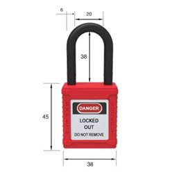 LOCKOUT NYLON PADLOCK (45x38x20) RED