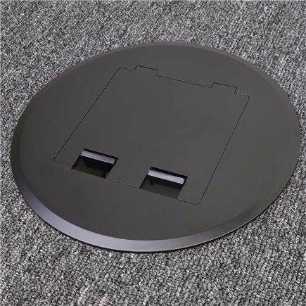 Floor Outlet Box 1 Standard DGPO Stainless Steel Black Round Flush 145 Series