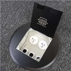 Floor Outlet Box 2 Power 3 Data Black Stainless Steel Round Flush 145 Series