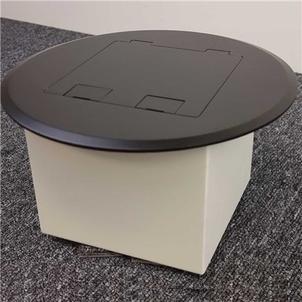 Floor Outlet Box 2 Power 3 Data Stainless Steel Black Round Flush 145 Series