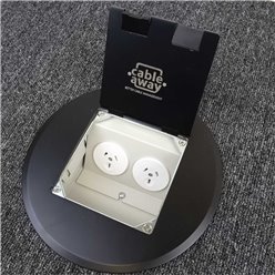 Shallow Floor Outlet Box 2 Power Black Stainless Steel Round Flush 145 Series