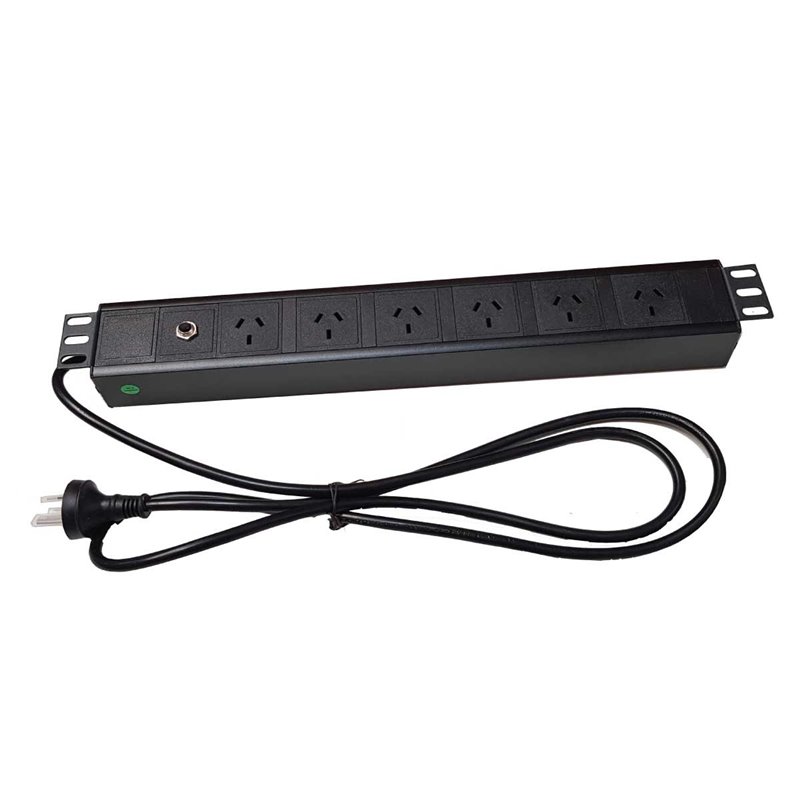 Horizontal Power Rail 6 x 10amp GPO 3m Lead 10amp 3pin plug