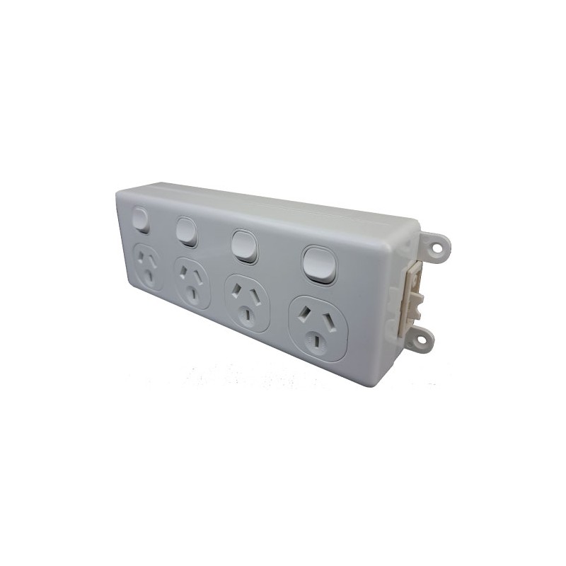 SOFT WIRED QUAD SWITCHED OUTLET (WHITE)