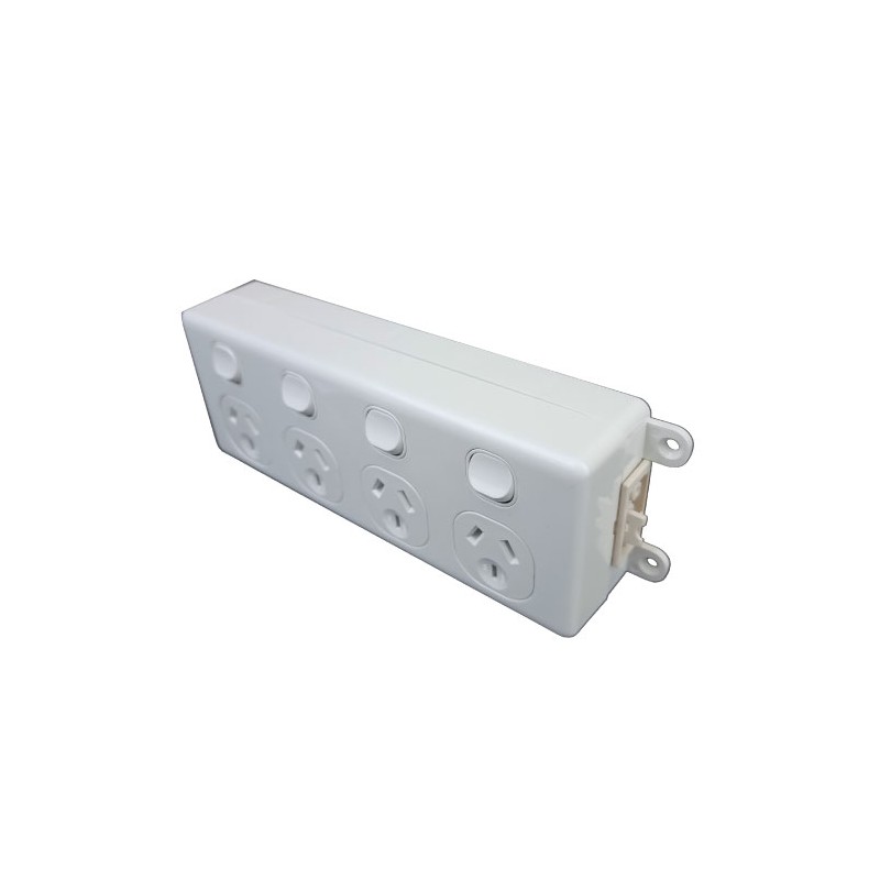 SOFT WIRED QUAD SWITCHED OUTLET (WHITE)