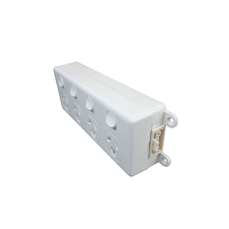 SOFT WIRED QUAD SWITCHED OUTLET (WHITE)