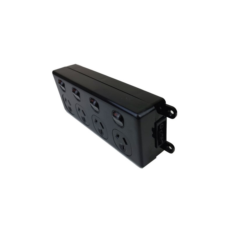 SOFT WIRED QUAD SWITCHED OUTLET (BLACK)