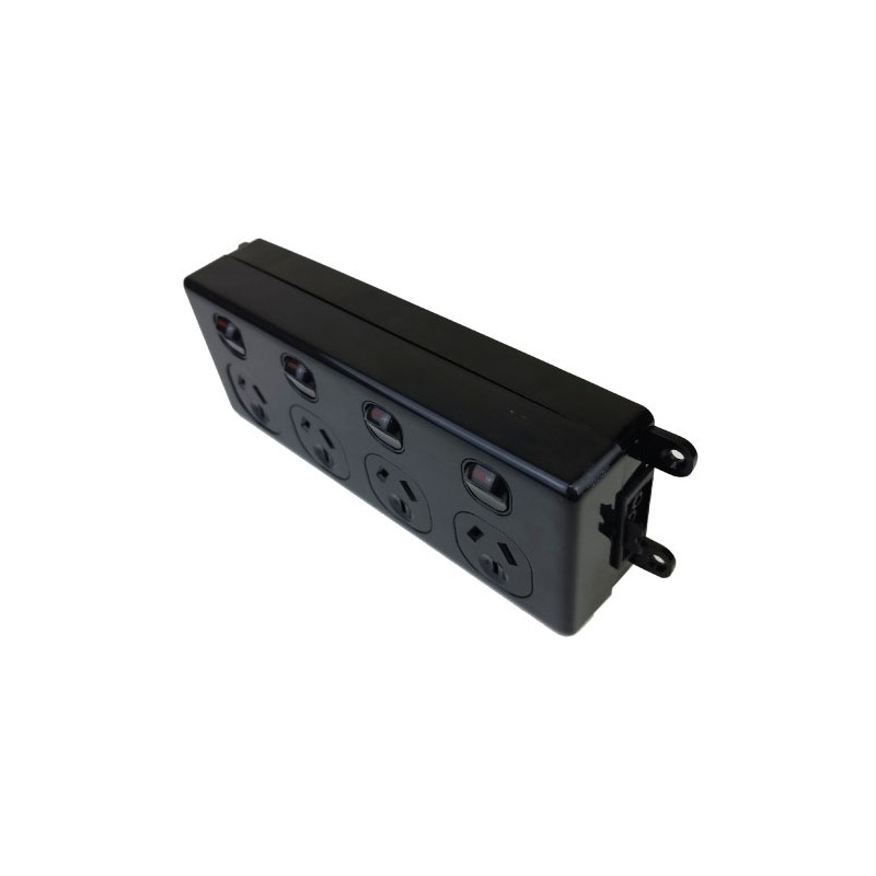 SOFT WIRED QUAD SWITCHED OUTLET (BLACK)