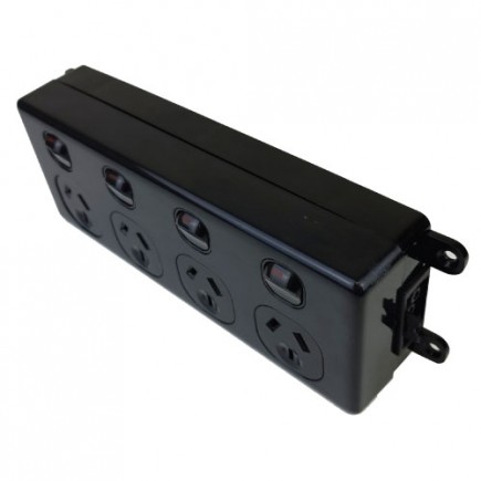 SOFT WIRED QUAD SWITCHED OUTLET (BLACK)