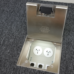 Floor Outlet Box 2 Power 19mm Stainless Steel Recessed Lid 145 Series