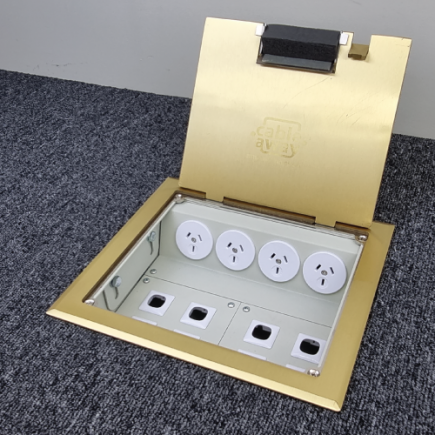 4 Power 8 Data Brass Flush Lid  Floor Outlet Box