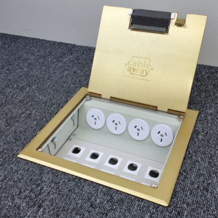 4 Power 10 Data Brass Flush Lid  Floor Outlet Box