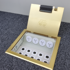 4 Power 10 Data Brass Flush Lid  Floor Outlet Box