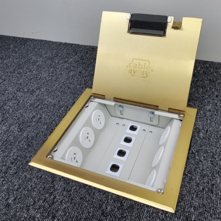 6 Power 5 Data Brass Flush Lid  Floor Outlet Box