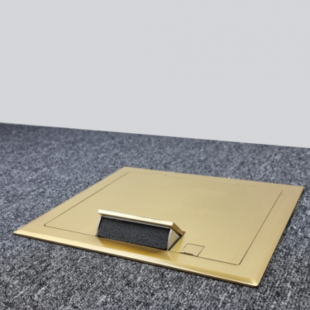 2 Power 4 Data Shallow Brass Flush Floor Outlet Box